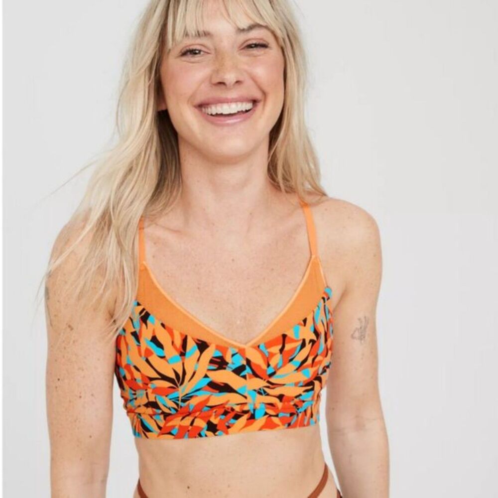 OFFLINE By Aerie Goals Mesh V-Neck Sports Bra Size Small